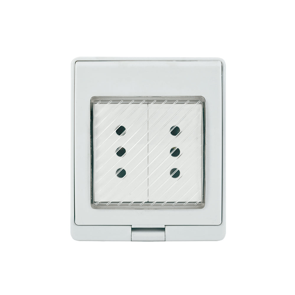 CONTENEDOR IP55 CON TOMACORRIENTE DOBLE 10A 250V BLANCO