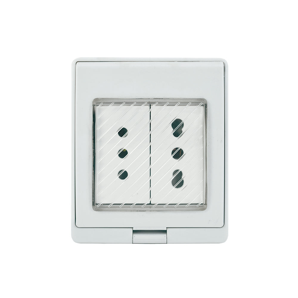 CONTENEDOR IP55 CON TOMACORRIENTE DOBLE 10A MAS 10/16A 250V BLANCO