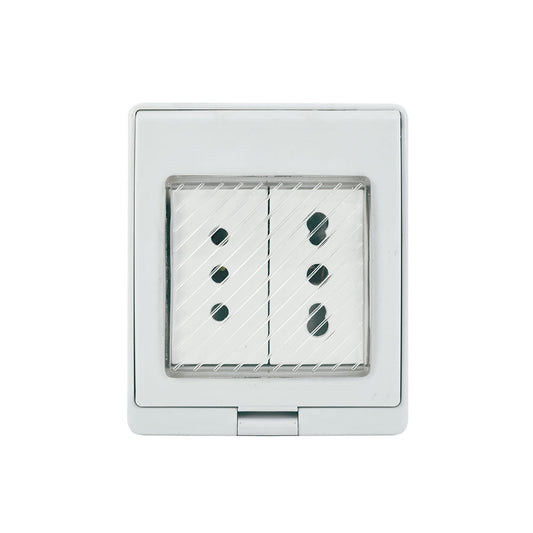 CONTENEDOR IP55 CON TOMACORRIENTE DOBLE 10A MAS 10/16A 250V BLANCO