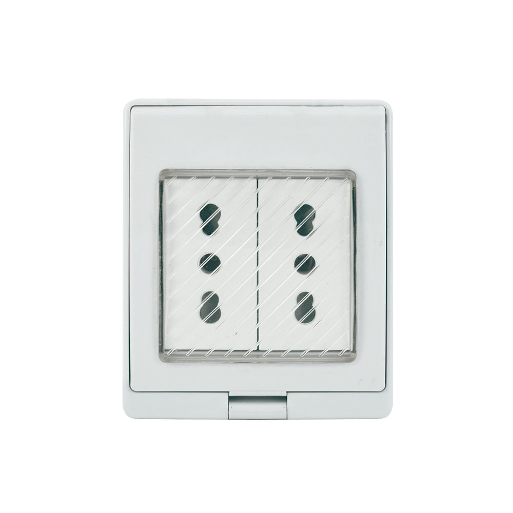 CONTENEDOR IP55 CON TOMACORRIENTE DOBLE 10/16A 250V BLANCO