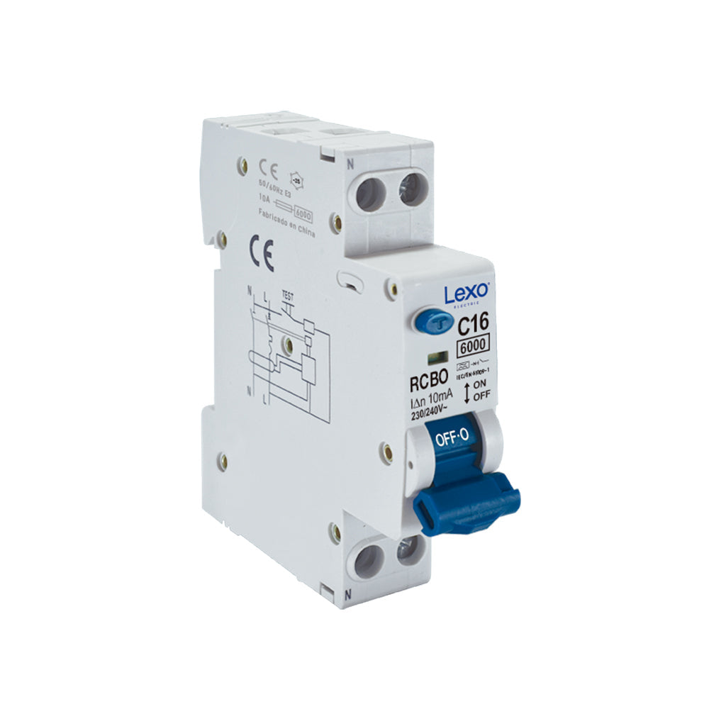 INTERRUPTOR RCBO 1X16A CURVA C 6KA 10MA TIPO A