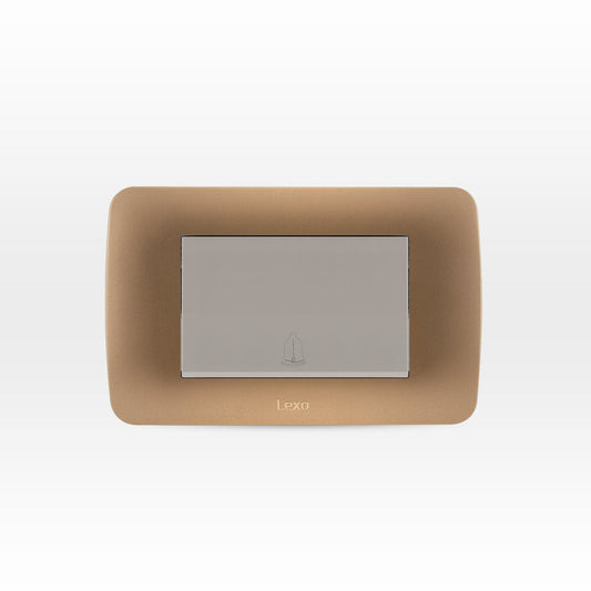 INTERRUPTOR PULSADOR TIMBRE TECLON 73 MM 10A 250V BEIGE ARMADO TITANIO