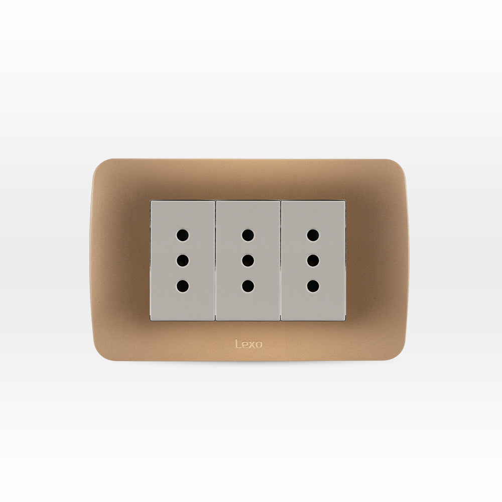 TOMA CORRIENTE TRIPLE 10A 250V BEIGE ARMADO TITANIO