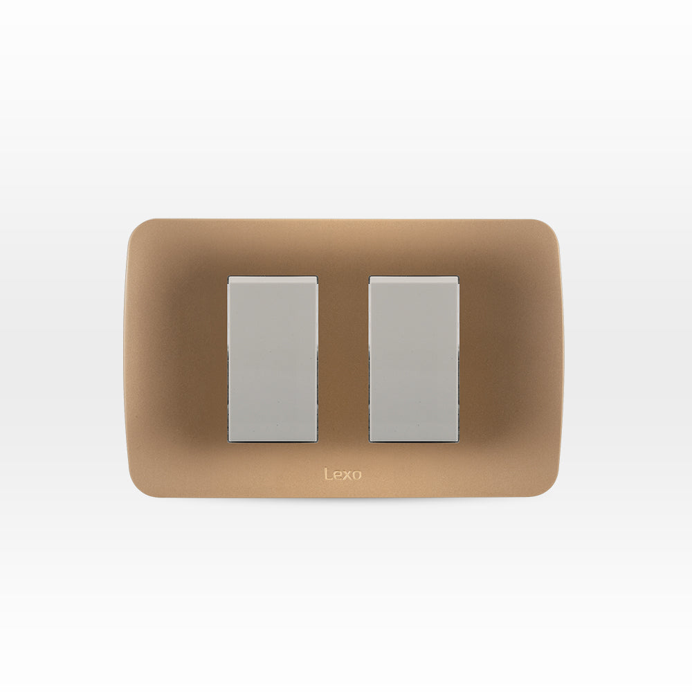 INTERRUPTOR DOBLE 9/15 10A 250V BEIGE ARMADO TITANIO