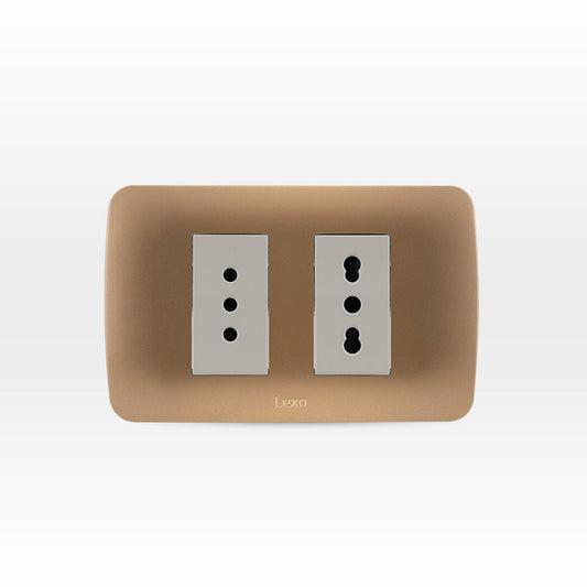 TOMA CORRIENTE DOBLE 10A MAS 10/16A 250V BEIGE ARMADO TITANIO