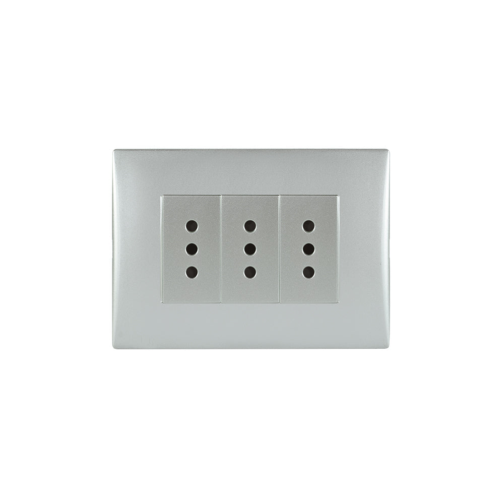 TOMA CORRIENTE ANDES TRIPLE 10A 250V SILVER ARMADO