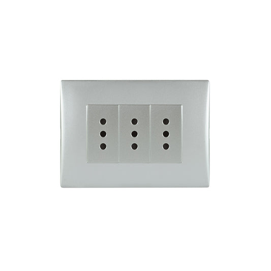 TOMA CORRIENTE ANDES TRIPLE 10A 250V SILVER ARMADO