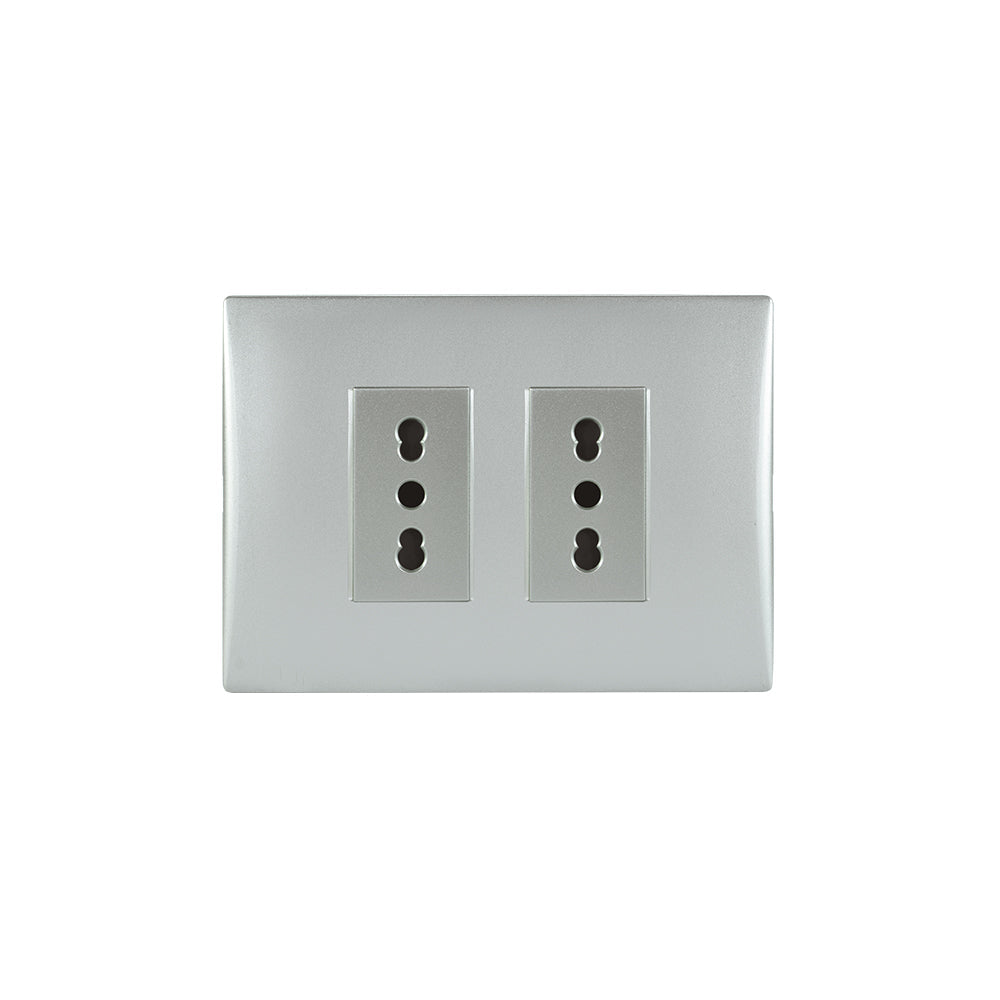 TOMA CORRIENTE ANDES DOBLE 10/16A 250V SILVER ARMADO