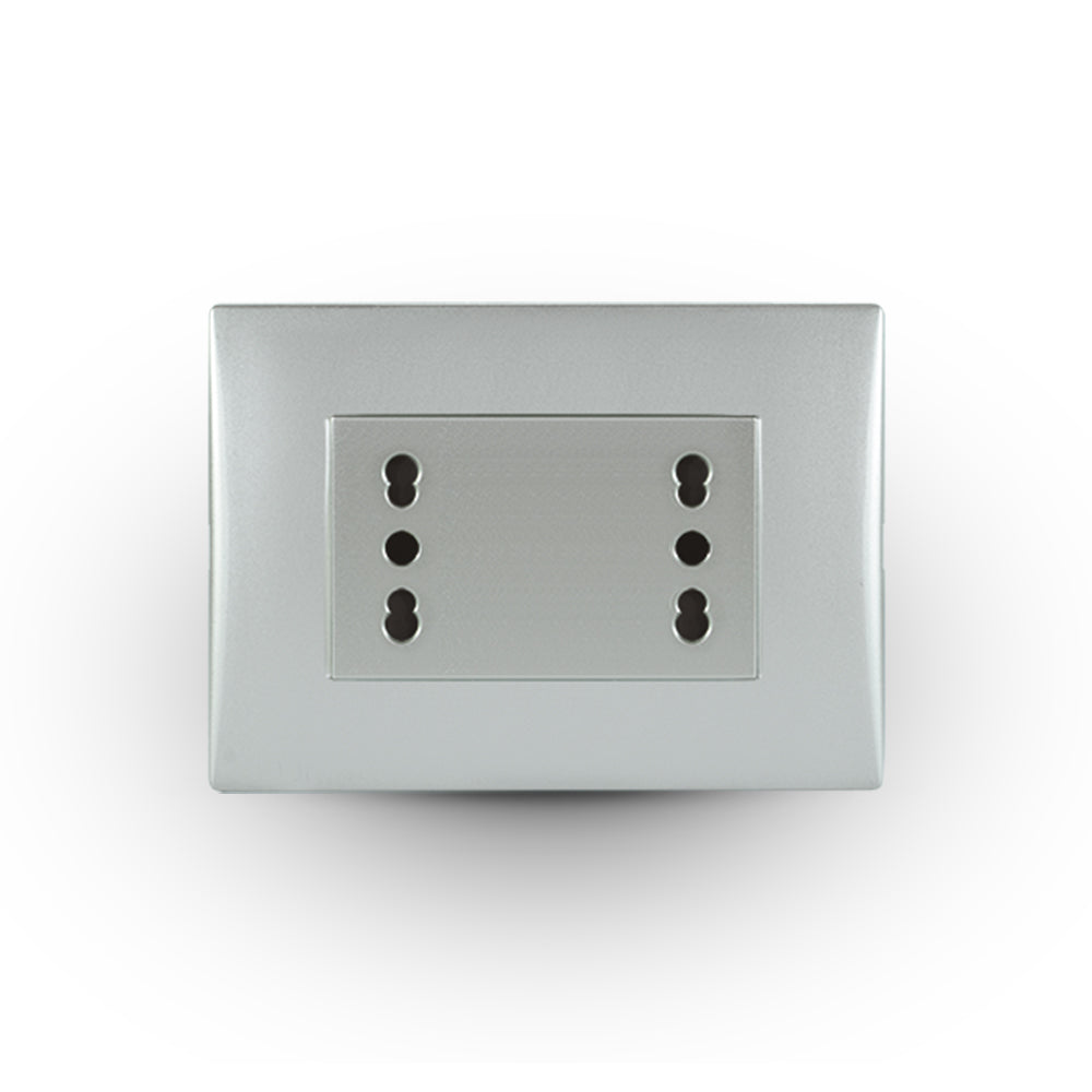 Toma corriente andes DUPLEX 10/16A 250V SILVER armado