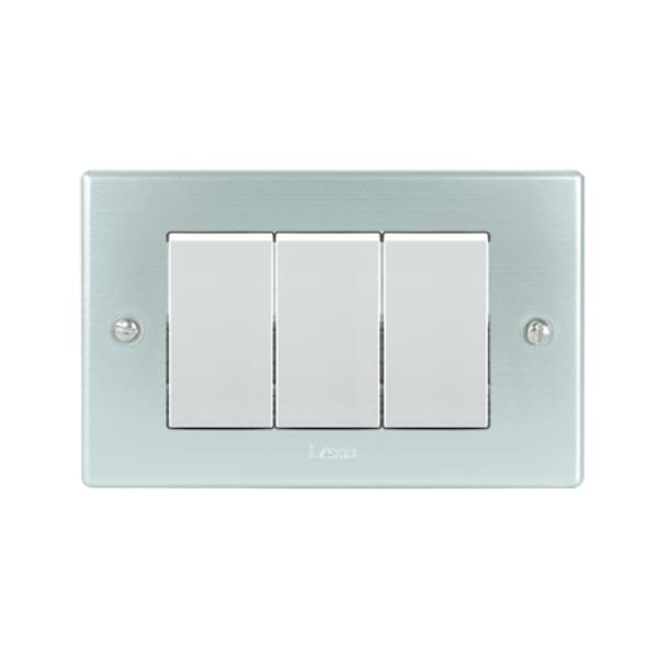 Interruptor austral triple 9/32 10A 250V PLATA blanco armado
