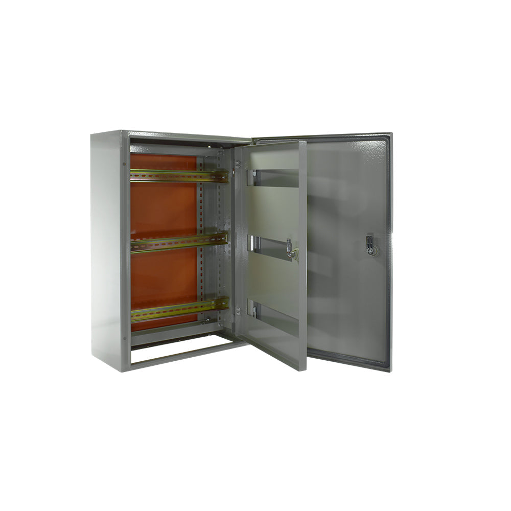 Gabinete metálico IP65, 1 puerta, 600x400x200mm., con chasis RAL 7035 NUEVO