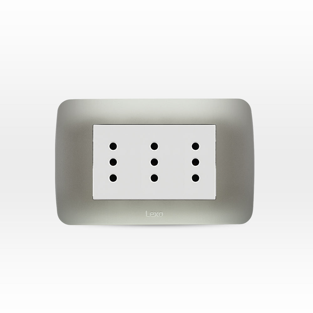 TOMA CORRIENTE TRIPLEX 10A 250V PLATA BLANCO