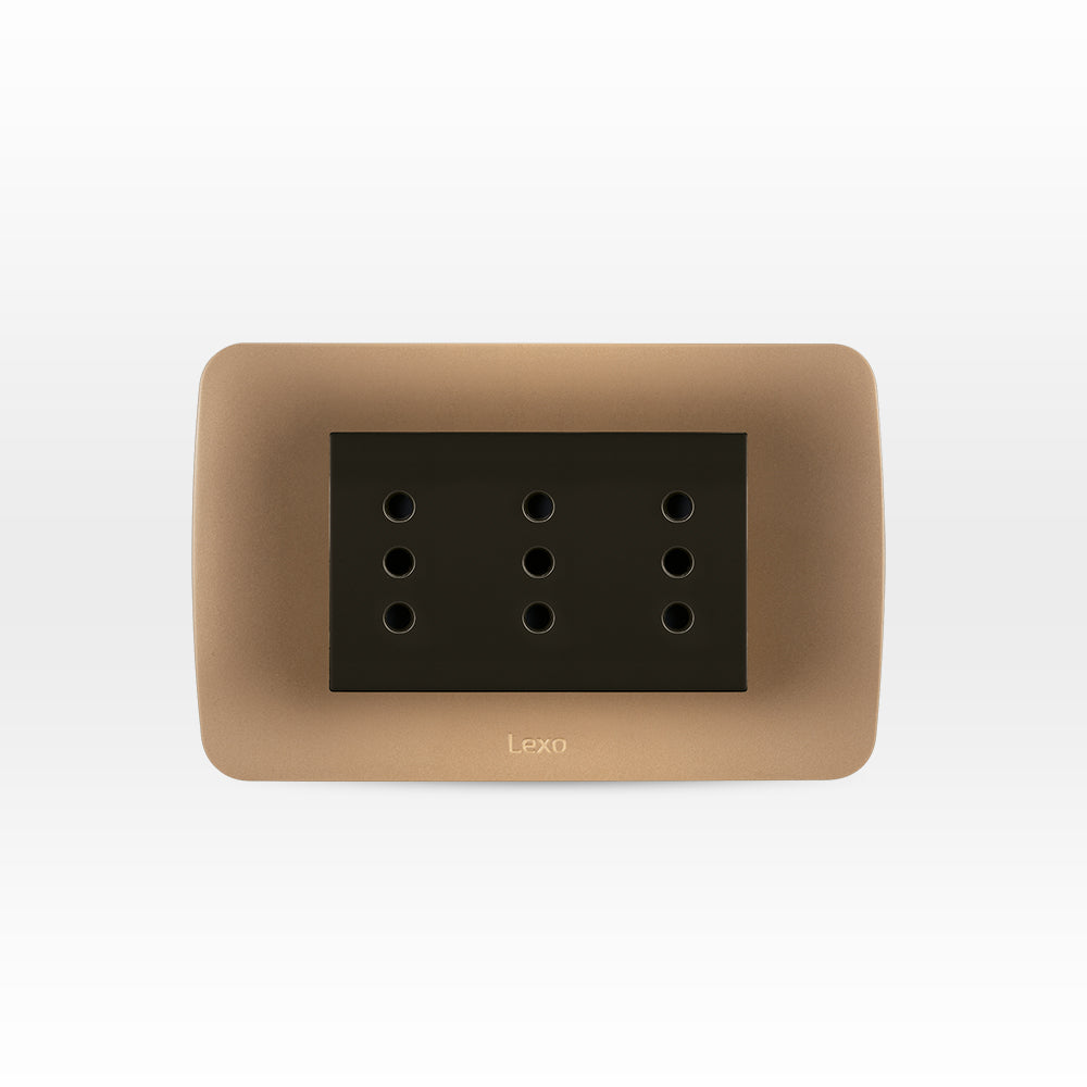 TOMA CORRIENTE TRIPLEX 10A 250V TITANIO CAFÉ