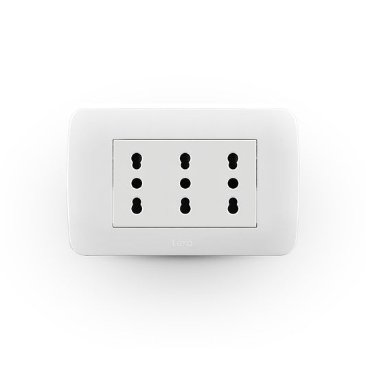 TOMA  CORRIENTE TRIPLEX 10/16A 250V BLANCO ARMADO