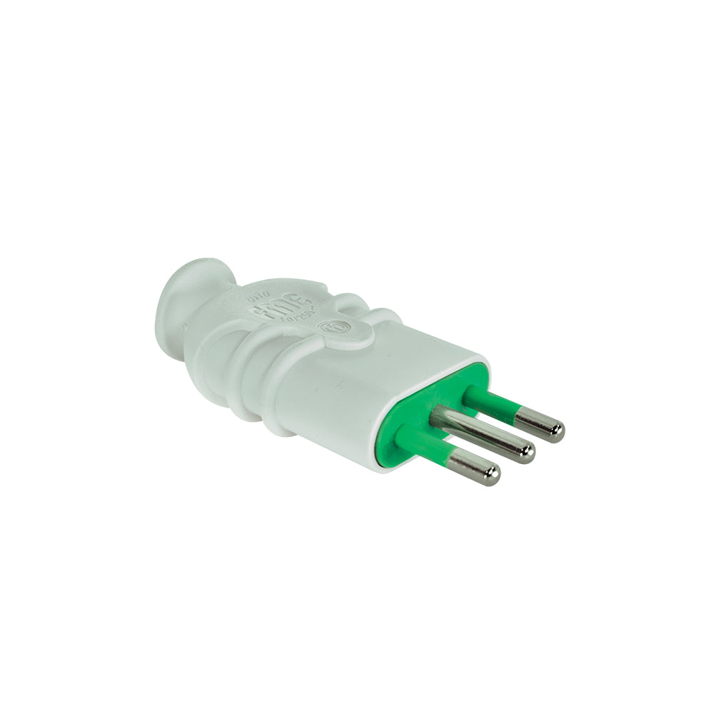 ENCHUFE MACHO 2P+T 10A 250VAC BLANCO