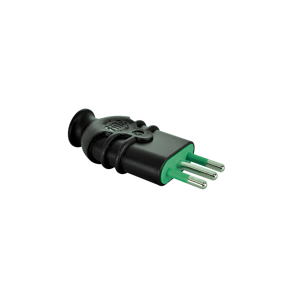 ENCHUFE MACHO 2P+T 10A 250VAC NEGRO