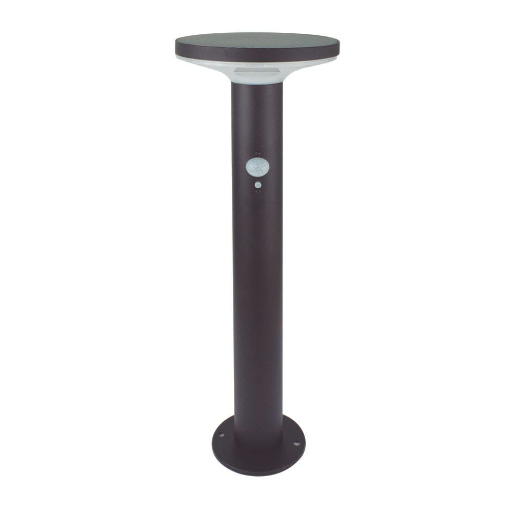 APLIQUE TIPO PEDESTAL SOLAR CON SENSOR 4,4W LED 3000K NEGRO