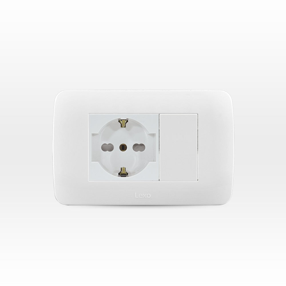 Toma corriente SCHUKO 10/16A 250V blanco armado