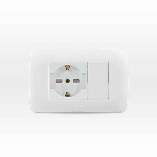 Toma corriente SCHUKO 10/16A 250V blanco armado