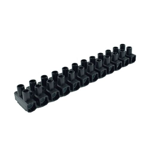 Regleta de conexion cobre aislado 12 bornes 57A 10mm negra