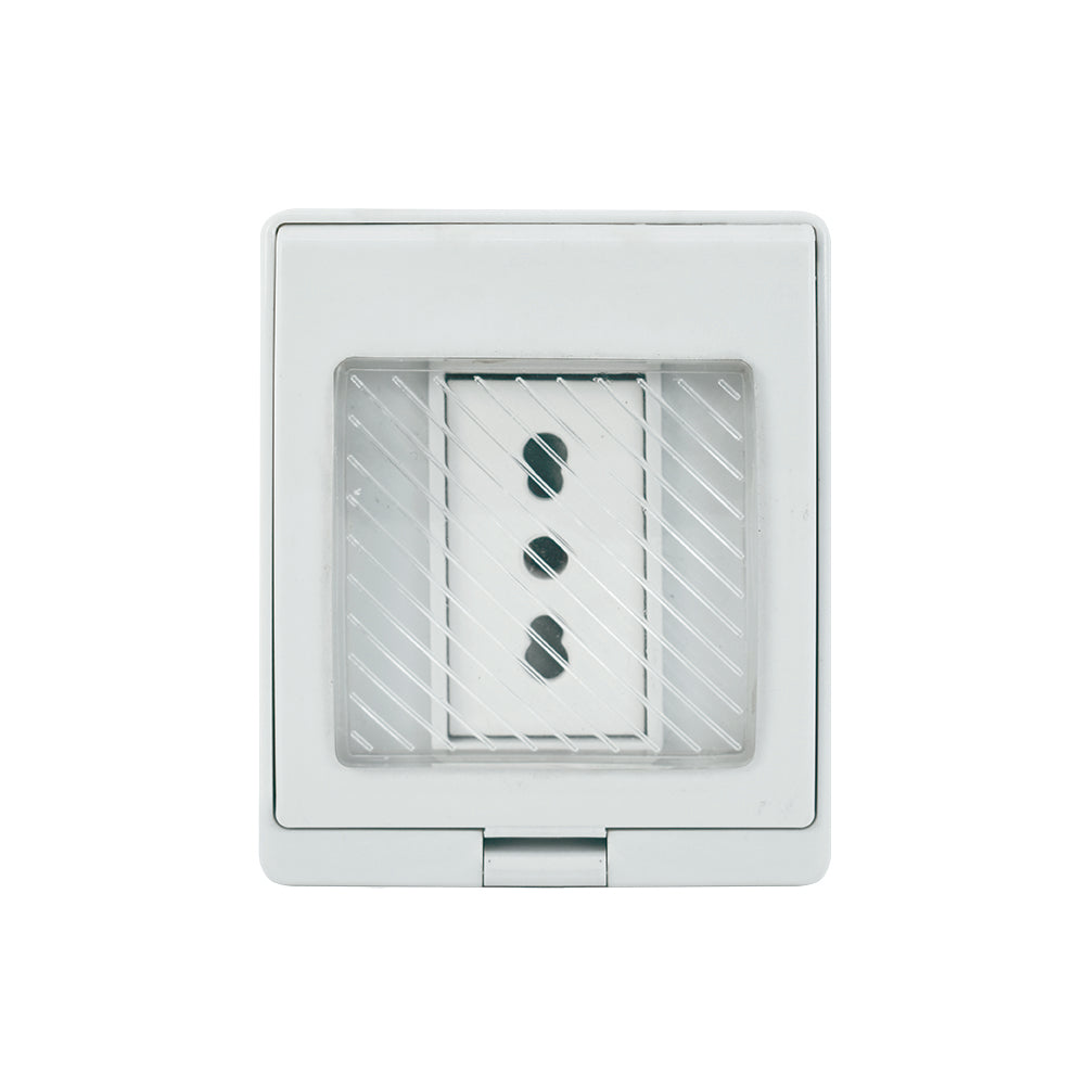 CONTENEDOR IP55 CON TOMACORRIENTE SIMPLE 10/16A 250V BLANCO