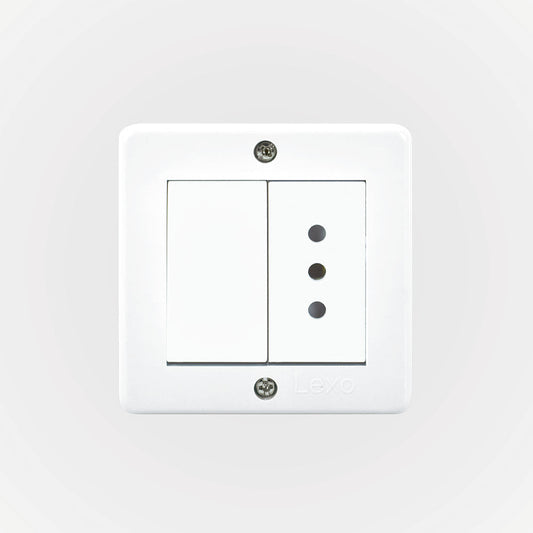 CASQUETE IP20 CON INTERRUPTOR 9/12 MÁS TOMA CORRIENTE 10A 250V BLANCO