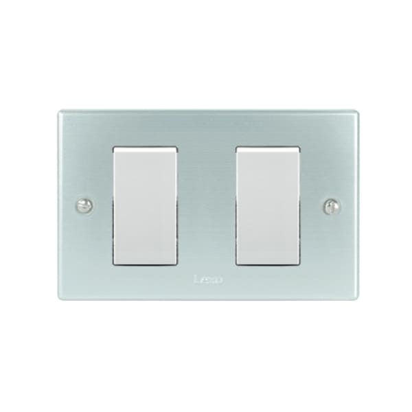 Interruptor austral doble 9/15 10A 250V PLATA blanco armado