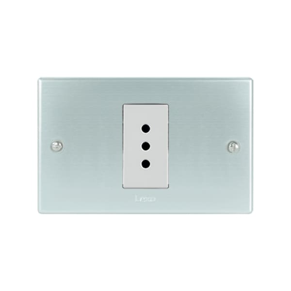 Toma corriente austral simple 10A 250V PLATA blanco armado