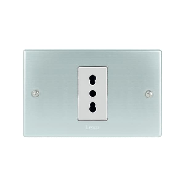 Toma corriente austral simple 10/16A 250V PLATA blanco armado