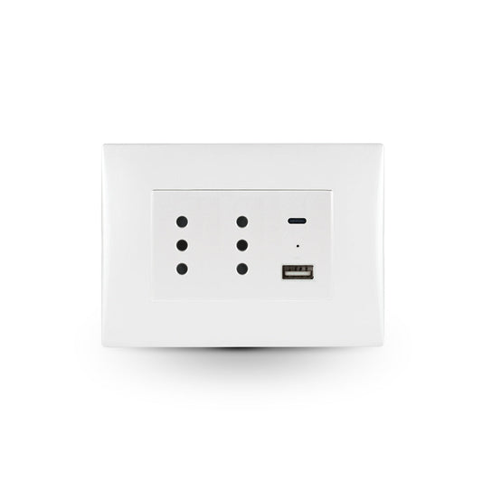 TOMA CORRIENTE ANDES DUPLEX 10A + 2 USB WHITE ARMADA