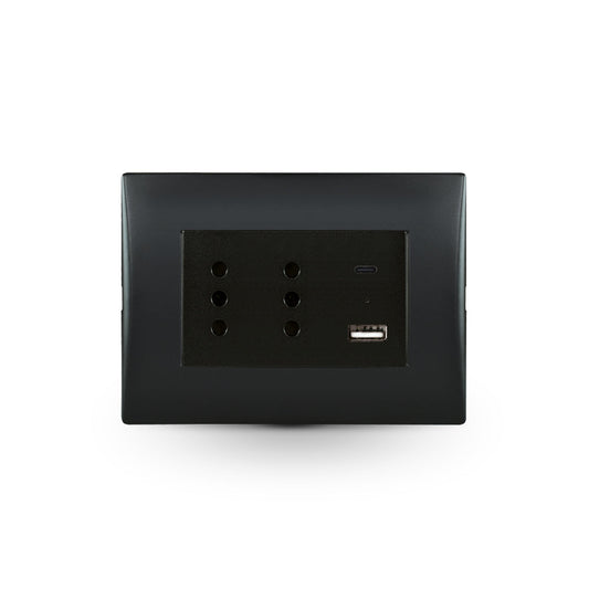 Toma corriente andes DÚPLEX 10/16A 250V BLACK armado